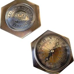 generic Antique Style Black Brass Hexagon Compass – Collectible Decorative Navigation Tool Functional Compass with Vintage Finish Handmade for Collectors and Adventurers (4-Inch)-picture-42