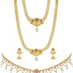 peora Gold Plated Bridal Jewelry Set Gift for Women Indian Traditional Ethnic Wedding-picture-40
