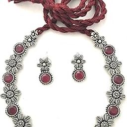 German Silver Oxidised Jewellery Set with AD Stones for Women & Girls - Traditional Elegance for Every Occasion-image-70