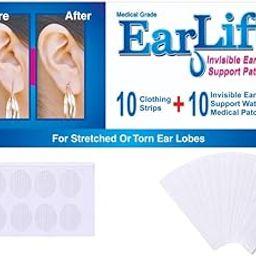 Fashion Kit – EarLobe Support Patches (10 Patches) + Double Sided Tape for Fashion,Clothing and Body (10 Strips)-image-55