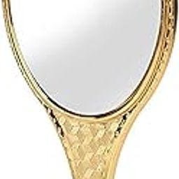 Garden Of Arts Golden Handheld Salon Barbers Hairdressers Oval Mirror With Grip Handle - Metal-38