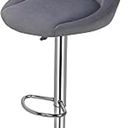 DPI MINI Bar Chair for Breakfast Dining Stool Kitchen Island Counter Bar Stools Velvet Exterior, Adjustable Swivel Chrome Gas Lift, Steel Footrest & Base | 01 Year Warranty (1, Gray Velvet)-26