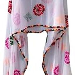 Women's Embroidered Phulkari Chiffon Dupatta | Jaipuri Gotta Patti Dupatta For Festivals, Weddings, Party-32