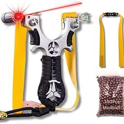 Marksman® Alloy Benz Recreational Slingshot with Yellow Rubber Band & 150 Mud Balls | Ergonomic Metal Frame with Laser & Level | Educational & Outdoor Exploration Set-image-47