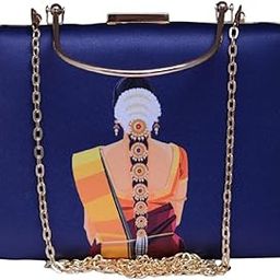 Portrait Printed Clutch Bag for Women with handle and Detachable Strap-image-95