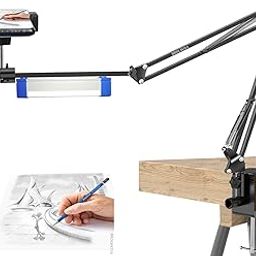 BROLAVIYA Overhead Video Mobile Stand with 17cm Rechargeable LED Tube Light, New Extra-Long Arm, 1/4" Head, 2 Way Clip Clamp, and Mobile Bracket, for Desktop, Bedroom, Office, Black-20