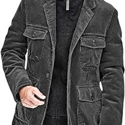 Men's Vintage Corduroy Notched Lapel Button Down Business Blazer Jacket Sport Coat-picture-1