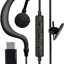 Buddycom/Bonx WORK Compatible, Left & Right Earphones, Single Earphones, Wired 1 Microphone, Type C Fixed Clip, Total Length 49.2 inches (125 cm), 0.5 oz (14 g), Open Ear, Positioning, Incom-25