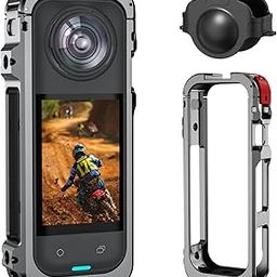 BRDRC Utility Frame Case Cage for Insta 360 X5, Metal Protective Case with Silicone Lens Cap Guard - Cold Shoe Mount, 3 x 1/4" Threads, 2-Claw Go Pro Mount Adapter for Insta 360 X5 Accessories-image-32