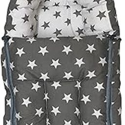Infans Mini Baby Bed, Sleeping Bag & Carry Nest Cotton|3 in 1 Convertible Portable Bassinet-Nest|Unisex New Born Sleeping Bed for 0-6 Months (Star Grey)-image-69