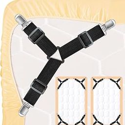 8PCS Fitted Sheet Clips - 2 Sets Bed Sheet Holder Straps with 3 Non-Slip Clips, Upgrade 3-Bands Mattress Clips for Sheets, Premium Mattress Sheet Straps, Fasteners, Mattress Holder Clips-picture-18