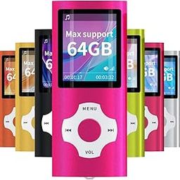 Mymahdi MP3/MP4 Portable Player,1.8 Inch LCD Screen,Max Support 64GB,Pink-20