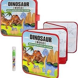 FunBlast Dinosaur World Water Painting Book for Children – Reusable Magic Water Colouring Book with Pen, Mess-Free Educational Activity Toy for Kids (Multicolor) (Dino)-image-97