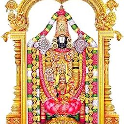 Sticker Yard Lord Venkateswara with Consorts Lakshmi and Padmavati Vinyl Multicolor Wall Stickers (Standard Size 40X50CM)-image-33