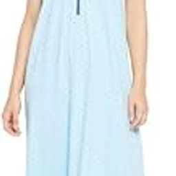 Women's Cotton Dot Print Long Night Dress in Blue-image-61