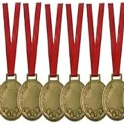 Swastik Enterprises 12 Pcs 2 Inches Gold Medals for Any Event Competetion Medals/Functions Medals/Throw Ball Medal/Cricket Medals/Volley Ball (Red Ribbon Installed)-image-95