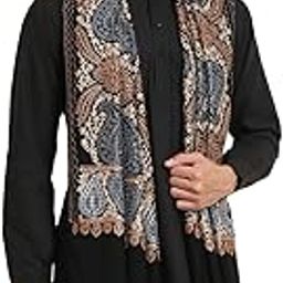 Fine Wool Stole for Men, Luxury Kashmiri Silk Embroidery, Pashmina Feel Shawl in Basic Colors-image-24