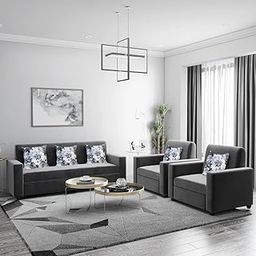 Sleepify Daisy Fabric 5 Seater 3+1+1 Sofa Set (Dark Grey)-image-80