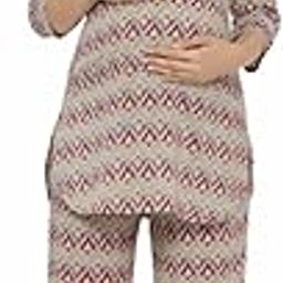 Pre & Post Maternity / Nursing Wear Hand Printed Night Suits / Night Dress with Both Sides Zipper for Easy Feeding for to Be Moms & Nursing Mothers – Pure Cotton –-image-21