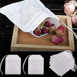 HASTHIP® 100 Pcs Disposable Tea Filter Bags, New Non-Woven Fabrics Empty Tea Bag with String Heal Filter Paper for Tea Leaf-image-28