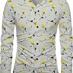 Polycotton Printed Shirt Fabric (Unstitched) PJE-Ushirt Flower Yellow-1-image-64