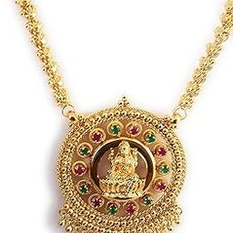 1 Gram Micro Gold Plated Copper Jade Traditional Designer Golden Fashion Jewellery Dollar Chain for Women (24 Inches)-image-63