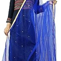 Girls & Womens Embellished Net Dupatta with Lace Work (ROYAL BLUE 3 Metre Dupatta)-image-85