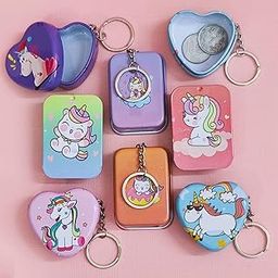 TERA 13 Cartoon Coin Box For Girls & Boys, Storage Box For Kids, Jewellery Box, Mini Tin Box With Keychain For Kids Kanjak Return Gift For Kids, Cartoon Steel Coin Box Pouch For Kids (unicorn 6 pcs)-image-93