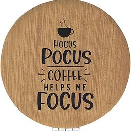 Enthoozies Hocus Pocus Coffee Helps Me Focus Tan Laser Engraved Leatherette Compact Mirror - Stylish and Practical Portable Makeup Mirror - 2.5 Inch Diameter-image-90