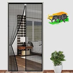 LifeKrafts Polyester Magnetic Mosquito Net for Door | Mosquito Curtain for All Door Types & Sizes | Auto-Closing Insect Screen to Keep Mosquito out (Black, 210 x 100 Cms)-96