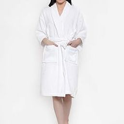 TRIDENT 100% Cotton Women Bliss Bath Robe White Medium-19