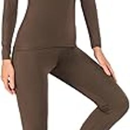 Women's Scoop Neck Long Johns Ultra Thin Modal Thermal Underwear Top & Bottom Set-image-3