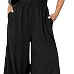 Women's Scoop Neck Sleeveless Cami Unitard Romper Wide Leg Loose Long Pants Jumpsuit-image-2