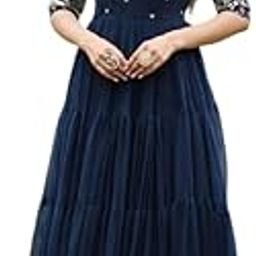 Womens Faux Georgette Sequence Embroidered Ankle Length Anarkali Gown-5