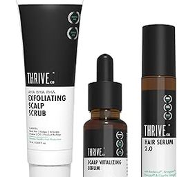 ThriveCo Hair Fall & Repair Kit | Exfoliating Scalp Scrub (25ml) | Vitalizing Serum (10ml) | Hair Serum 2.0 Roll On | Promotes Hair Growth, Clears Dandruff & Buildup | Travel-Friendly-0