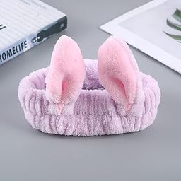 Facial Makeup Headband for Women & Girls| Plush 3D Cartoon Elastic Velvet Hairband (Rabbit Ears Purple, Free Size)-image-56