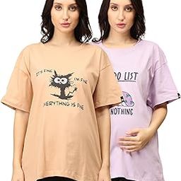 Mom T-Shirt Pack of 2| Cotton | Pre and Post Pregnancy | Quirky Statements | Comfortable | Oversized-image-52