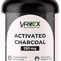 VREEX Activated Charcoal 250 mg – Supports Natural Detox, Helps Reduce Gas & Bloating and Digestive Cleanse (60 Veg Capsules)-image-56