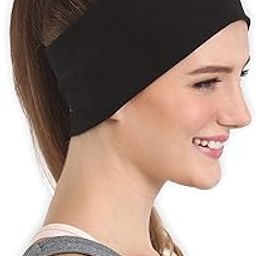 Workout Headband for Women & Men - Wide, Moisture Wicking & Non-Slip Exercise Hairband or Sports Sweatband - Keep Your Hair in Place Stretch & Ideal for Running & Yoga,Black Color - Pack of 1-image-62