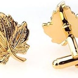 Pair of Men Copper Plated Maple Leaf Design Cufflinks Birthday Party Supplies Gold-image-28