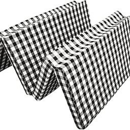 ATOOTFUSION Cotton Cover 2-inch Thich Medium Hard Firm Single Size Folding Pure White EPE Foam 4 Fold Mattress for Travel, Picnic (Black and White Check, 72x35x2 Inches)-15
