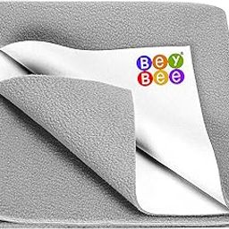 BeyBee Waterproof Quick Dry Sheet for Baby| Bed Pad Anti-Piling Fleece Extra Absorbent Washable Matress Protector| Baby Bed Protector Sheet for Toddler Children, Large Size, 140x100cm, Grey-19