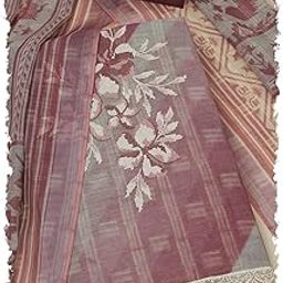 Womens Linen Floral Print Unstitch Dress Material With Thread Work-image-38