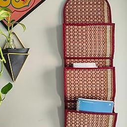 KalaTree River Grass Wall Hanging Organizer for Home Decor | Handwoven Magazine & Letter Holder | 3 Pockets Foldable Vibrant | Eco-Friendly Korai Grass-image-4