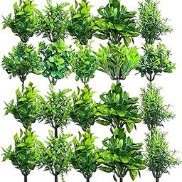 Litleo Plastic Artificial Plants Mini Fake Plants, Small Eucalyptus Faux Decorative Grass Plant Without Pot For Home Decor, Indoor, Office, Desk, Shelf, Table Decoration, Art (4, Green)-image-22