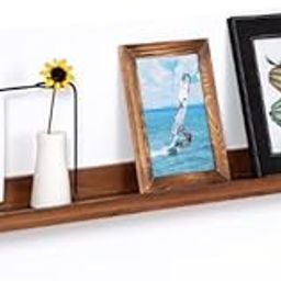 (Set of 1 30 Inch Light Walnut Color Wood Wall Floating Shelves for Wall Bookshelf Wall Mount Picture Photo Frames Display Rack with Ledge Decorative Storage Shelves-picture-19