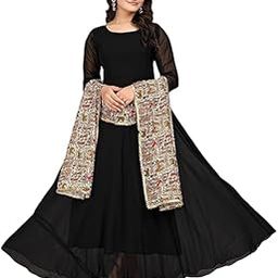 Women Georgette Latest Ethnic Traditional Solid | Gown with Dupatta | Georgette Anarkali Kurta with Dupatta |-picture-17