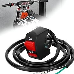 Motorcycle Handlebar ON/OFF Switch Button with Wire Harness, Universal Fit, Black and Red-image-34