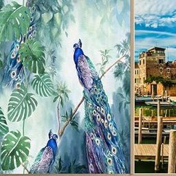 Watercolor Peacock Stained Glass Film Flower Summer Tropical Forest Animal Peacock Palm Leafwindow Tinting Film for Home,Window Film Stained Glass 23.6Wx35.4L-Inch X1Pcs-picture-24
