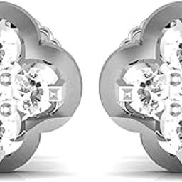 18k (750) White Gold and Diamond Stud Earrings for Women-image-89